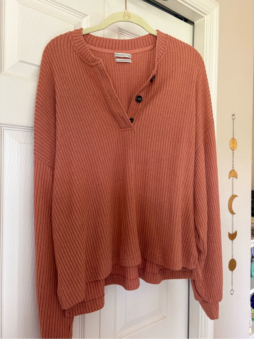 Urban Outfitters Oversized Rib Knit Henley Pullover Dusty Rose Size Large